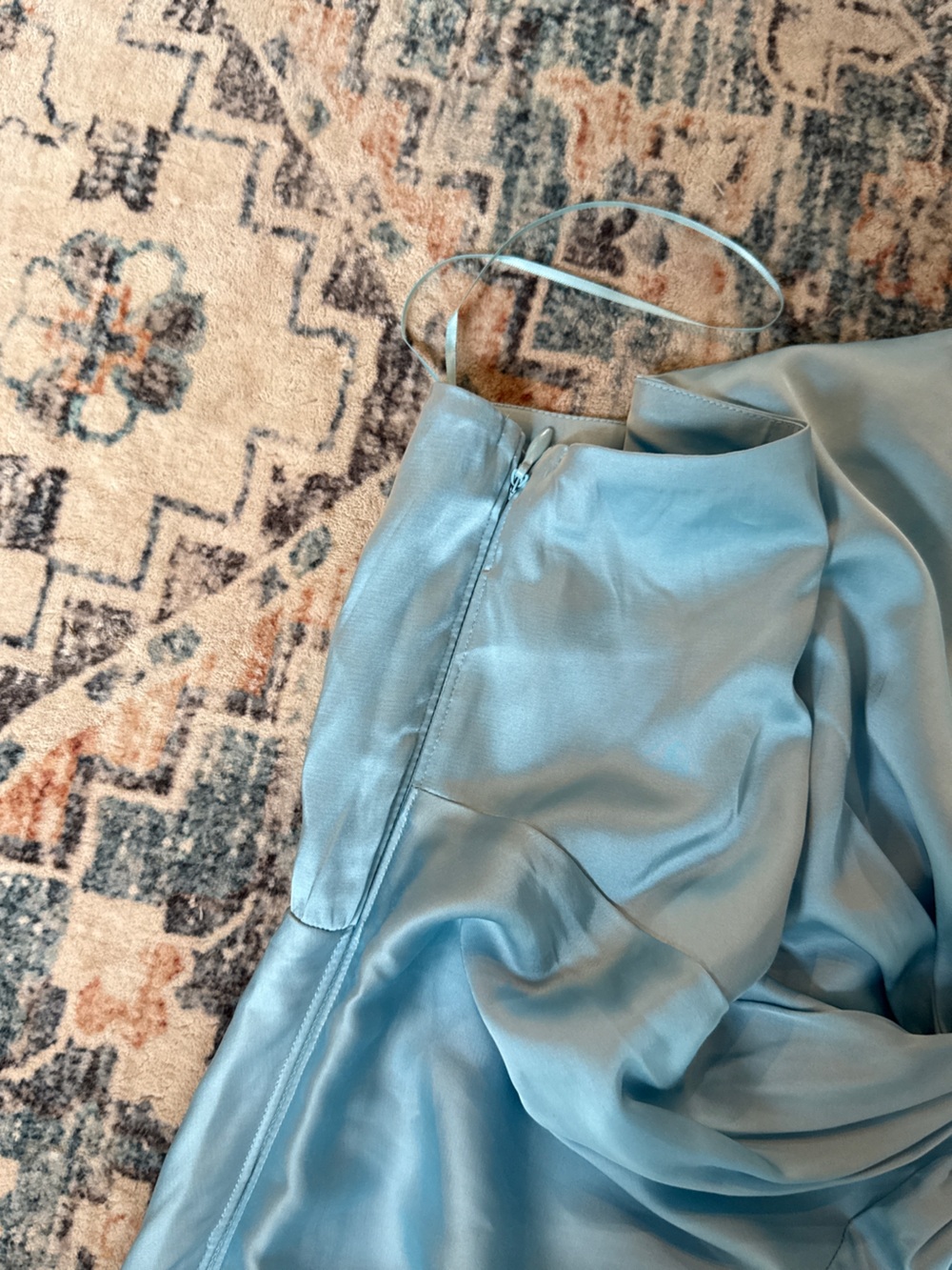 Abercrombie & Fitch NWT Blue Satin One Shoulder Midi Dress Wedding Guest Medium - Picture 7 of 10